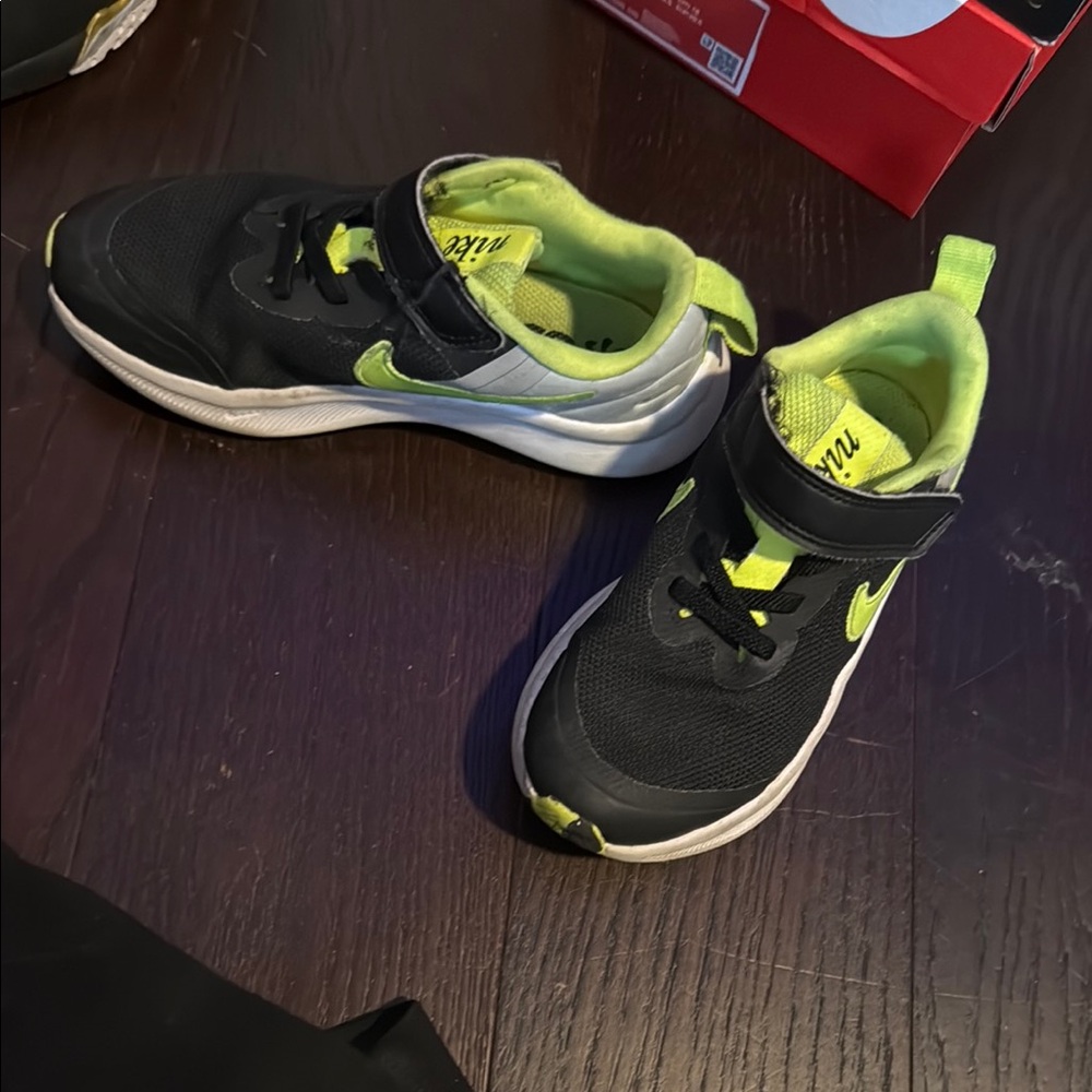 Kids Black and Green Nike Shoes